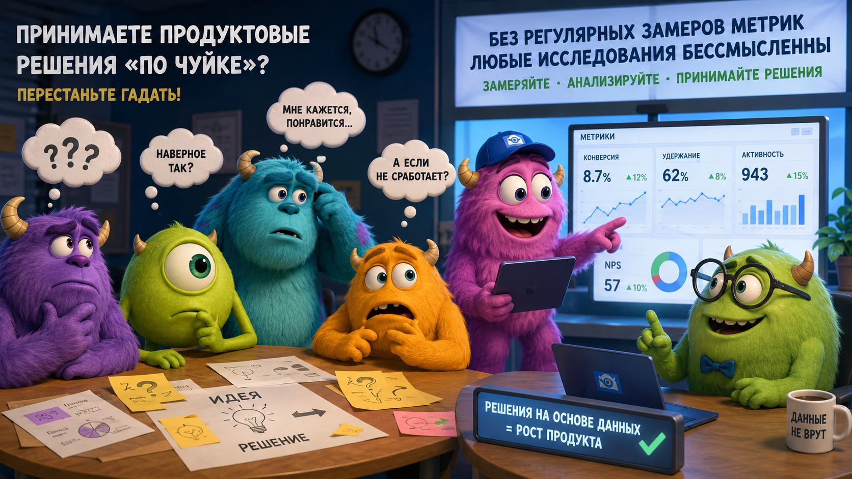 Принимаете продуктовые решения «по чуйке»? Без регулярных замеров метрик любые исследования бессмысленны. Перестаньте гадать!